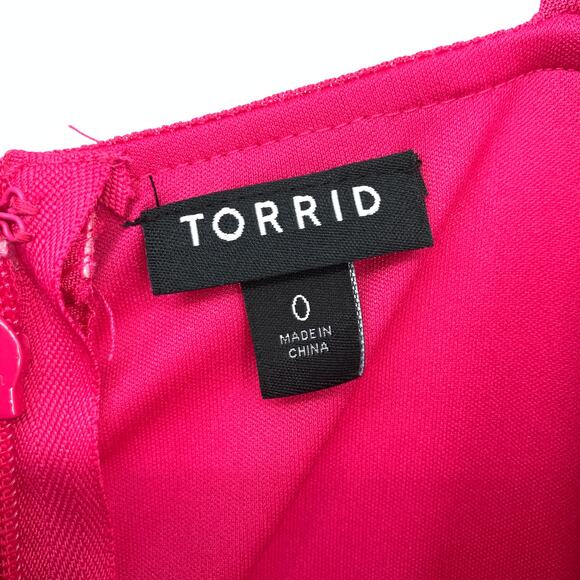 Torrid Midi Mesh Ruffle Surplice Dress Womens Size 0X Hot Pink - Picture 5 of 6